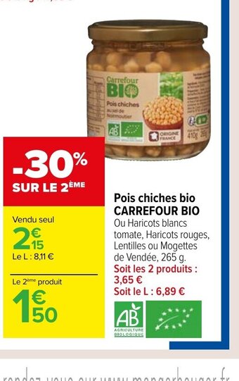 Carrefour Market Pous chiches bio carrefour bio offre
