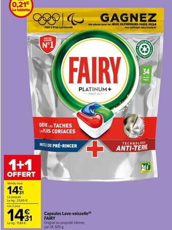 Carrefour Market Capsules Lave-vaisselle FAIRY offre