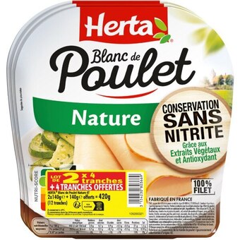 Auchan Blanc de poulet nature herta offre