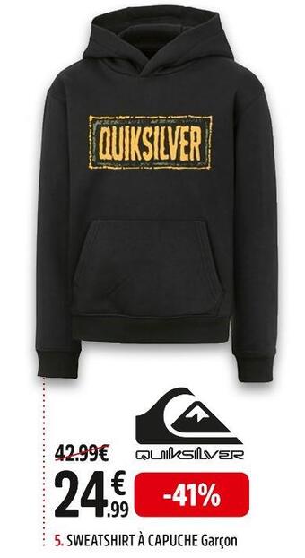 Intersport Quiksilver sweatshirt à capuche echoed beat edmore garçon offre