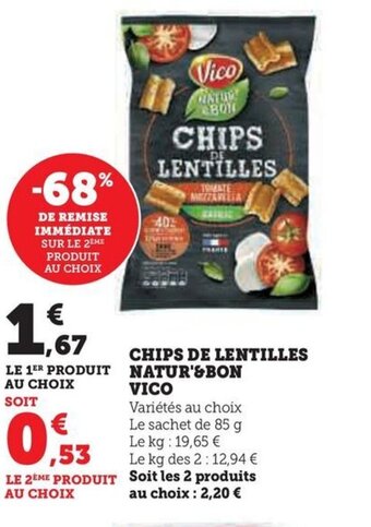 Hyper U CHIPS DE LENTILLES NATUR'&BON VICO offre