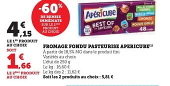 Hyper U FROMAGE FONDU PASTEURISE APERICUBE offre