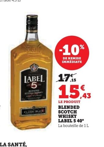 Hyper U Blended scotch whisky label offre