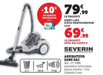 Hyper U ASPIRATEUR SANS SAC offre