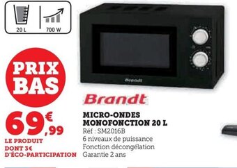 MICRO-ONDES MONOFONCTION 20 L