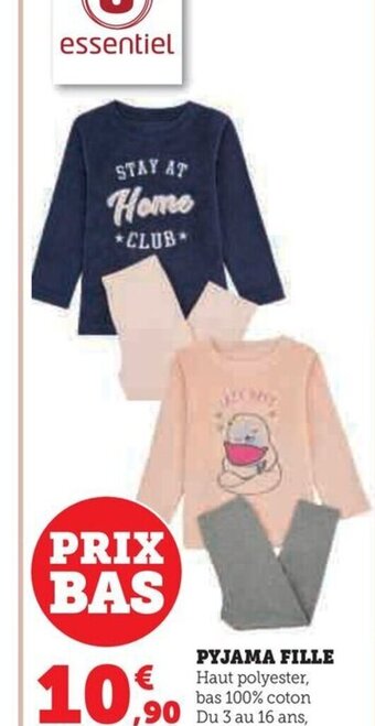 Hyper U PYJAMA FILLE offre
