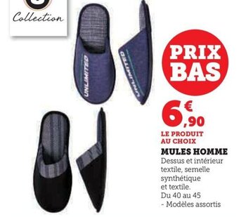Hyper U MULES HOMME offre