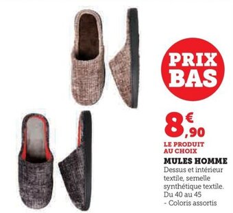 Hyper U MULES HOMME offre