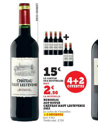 Hyper U BERGERAC AOP ROUGE CHATEAU HAUT LESTEVENIE offre
