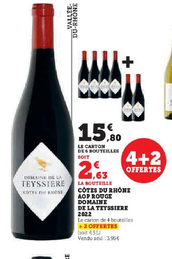 Hyper U LA BOUTEILLE CÔTES DU RHÔNE AOP ROUGE offre