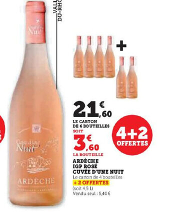 Hyper U ARDECHE IGP ROSE Cuvee d'Une nuit offre