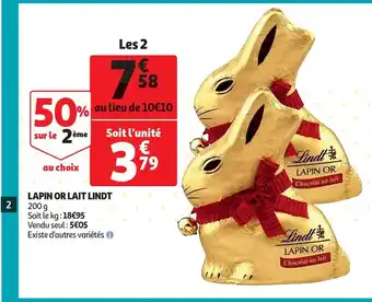 Auchan Lapin Or Lait Lindt offre