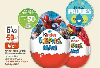 G20 Kinder Maxi Surprise Miraculous Ou Marvel offre