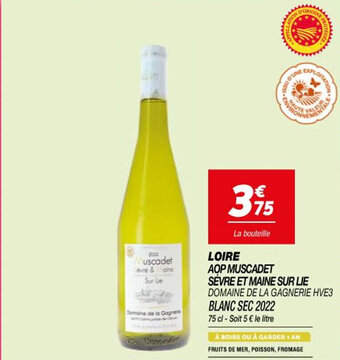 LOIRE AOP MUSCADET SÉVRE ET MAINE SUR LIE DOMAINE DE LA GAGNERIE HVE3