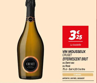 Netto VIN MOUSSEUX CRUSET EFFERVESCENT BRUT ou Demi-sec ou Rosé offre