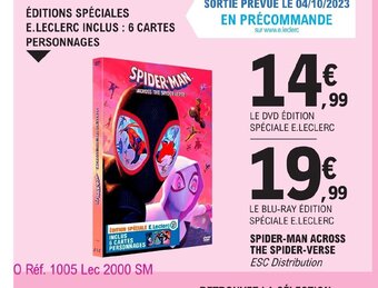 E.Leclerc SPIDER WAS ACROSS THE SPIDER VERSE offre