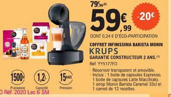E.Leclerc COFFRET INFINISSIMA BARISTA MONIN offre
