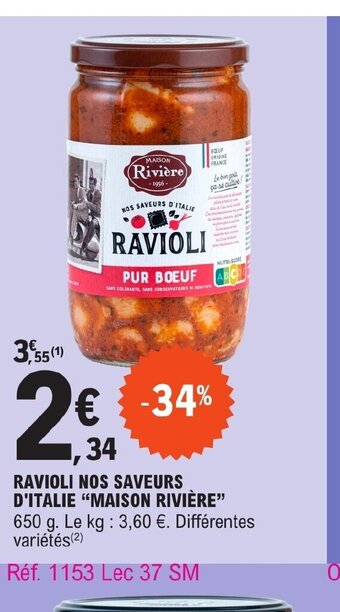 E.Leclerc RAVIOLI NOS SAVEURS D'ITALIE MAISON RIVIÈRE offre