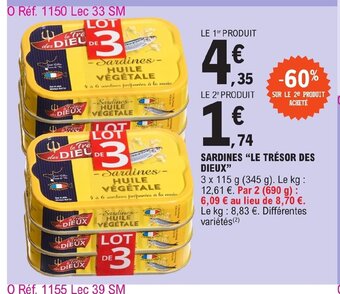 E.Leclerc SARDINES LE TRÉSOR DES DIEUX offre