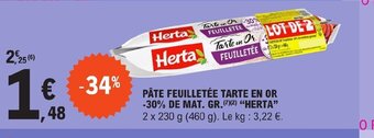 E.Leclerc PÂTE FEUILLETÉE TARTE EN OR offre