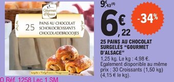 E.Leclerc 25 PAINS AU CHOCOLAT SURGELÉS GOURMET D'ALSACE offre