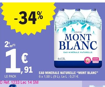 E.Leclerc EAU MINERALE NATURELLE MONT BLANC offre