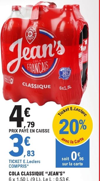 E.Leclerc COLA CLASSIQUE JEAN'S offre