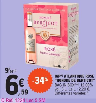 E.Leclerc IGP ATLANTIQUE ROSE HONORÉ DE BERTICOT offre