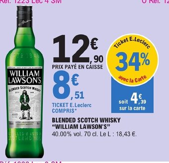 E.Leclerc BLENDED SCOTCH WHISKY WILLIAM LAWSON'S offre