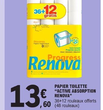 E.Leclerc PAPIER TOILETTE ACTIVE ABSORPTION RENOVA offre