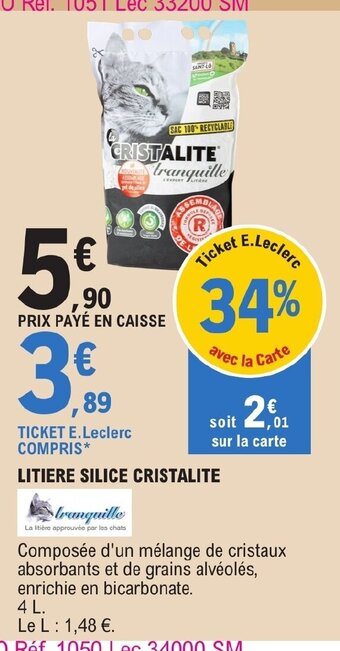 E.Leclerc LITIERE SILICE CRISTALITE offre