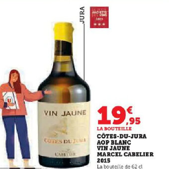 Hyper U CÔTES-DU-JURA AOP BLANC VIN JAUNE MARCEL CABELIER 2015 offre