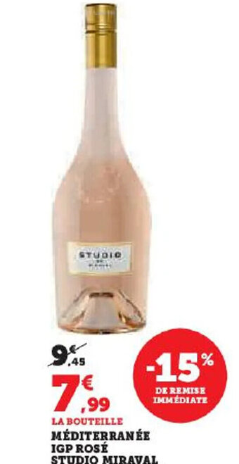 Hyper U MÉDITERRANÉE IGP ROSÉ STUDIO MIRAVAL 2022 offre