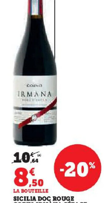 SICILIA DOC ROUGE CORVO IRMANA CÉPAGE NERO D'AVOLA 2022 BIO