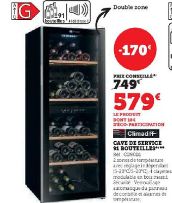 CAVE DE SERVICE 91 BOUTEILLES