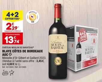 ALDI Château moulin de barateau blaye côtes de bordeaux aoc offre
