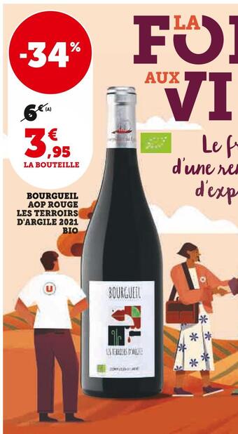 U Express Bourgueil aop rouge les terroirs d'argile 2021 bio offre