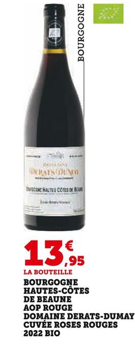 U Express Domaine derats-dumay bourgogne hautes-côtes de beaune aop rouge cuvée roses rouges 2022 bio offre