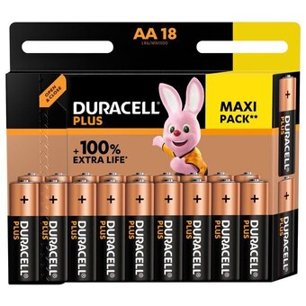 Carrefour Duracell lot de 18 piles duracell plus 100% aa/lr6 offre
