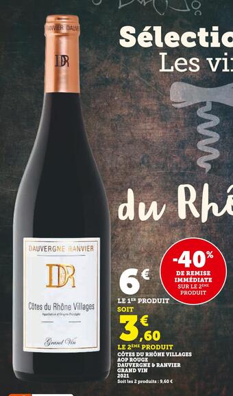 U Express Dauvergne & ranvier côtes du rhône villages aop rouge grand vin 2021 offre