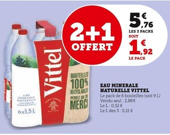 Super U Vittel eau minerale naturelle offre