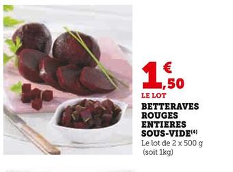 Super U Betteraves rouges entieres sous-vide offre