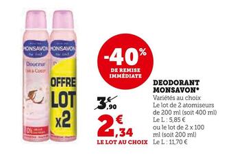 Super U Monsavon deodorant offre