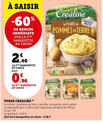 Super U Crealine puree offre