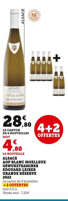 Super U Edouard leiber alsace aop blanc moelleux gewurztraminer grande réserve 2022 offre