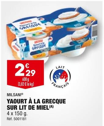 ALDI Milsani yaourt à la grecque sur lit de miel offre