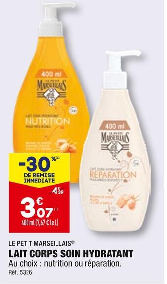 ALDI Le petit marseillais lait corps soin hydratant offre