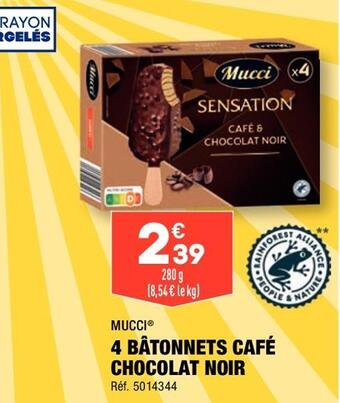ALDI Mucci 4 bâtonnets café chocolat noir offre