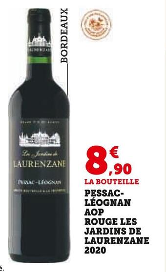 Super U Pessacléognan aop rouge les jardins de laurenzane 2020 offre