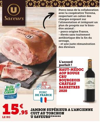 U Express U saveurs jambon supérieur a l'ancienne cuit au torchon offre